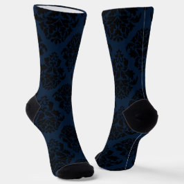 Medium Deep Blue Damask 2 Sokken