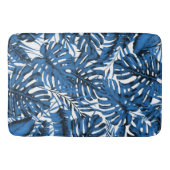 Medium Denim Blue Tropical Palm Leaves Island Badmat (Voorkant)