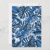 Medium Denim Blue Tropical Palm Leaves Sweet 16 Kaart (Achterkant)