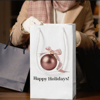 MEDIUM DUSTY ROSE HOLIDAY ORNAMENT GIFT BAG CADEAUZAKJE