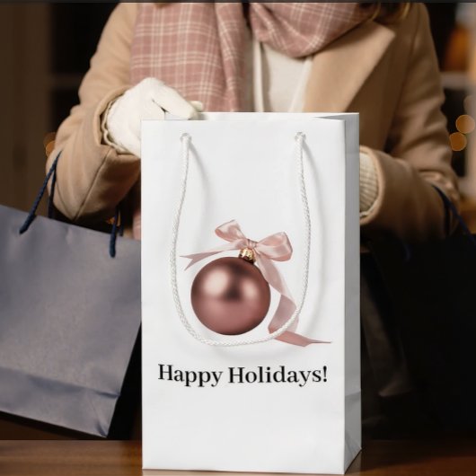 MEDIUM DUSTY ROSE HOLIDAY ORNAMENT GIFT BAG MEDIUM CADEAUZAKJE