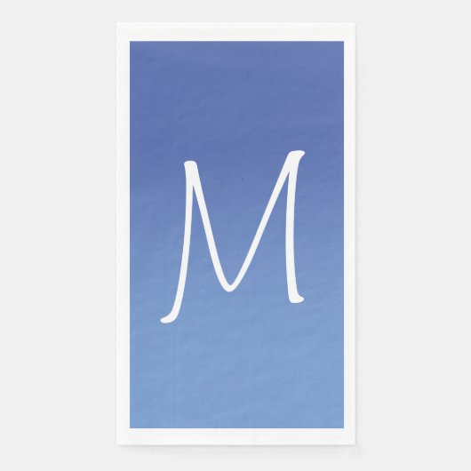 Medium en korenbloemblauw ombré monogram servet (Voorkant)