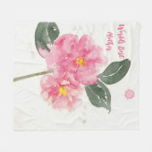 Medium fleece deken met roze camelia voor moeder (Voorkant (Horizontaal))