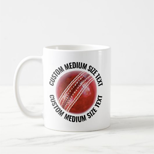 Medium Gepersonaliseerde Tekst Cricket Bal 11oz. A Koffiemok (Links)