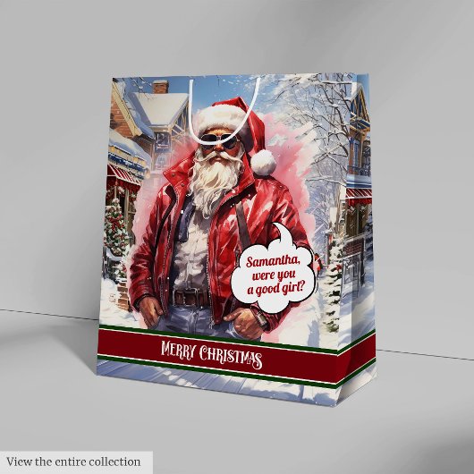 Medium Gift Bag Cool Santa Christmas Organizer Cadeauzakje