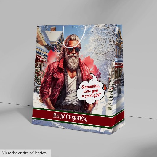 Medium Gift Bag Custom Santa Claus Celebration Medium Cadeauzakje