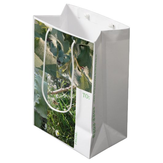 MEDIUM GIFT BAG/LABEL/NATUUR/#MMETROPOLIMdesign Medium Cadeauzakje (Voorkant Gekanteld)