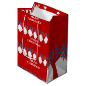 Medium Gift Bag Merry Christmas Red and White Cadeauzakje (Voorkant Gekanteld)