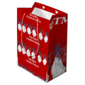 Medium Gift Bag Merry Christmas Red and White Cadeauzakje (Achterkant Gekanteld)