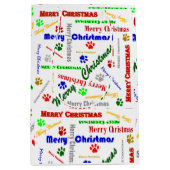 Medium Glossy Christmas Gift Bag w/Dog Paws Cadeauzakje (Voorkant)