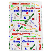 Medium Glossy Christmas Gift Bag w/Dog Paws Cadeauzakje (Achterkant)