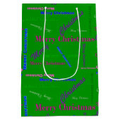 Medium Glossy Green Christmas Gift Bag Medium Cadeauzakje (Achterkant)