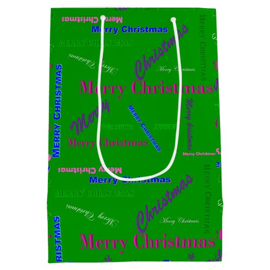 Medium Glossy Green Christmas Gift Bag Medium Cadeauzakje (Achterkant)