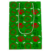 Medium Glossy Green Christmas Gift Bag Medium Cadeauzakje (Achterkant)