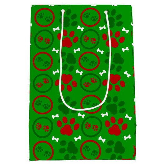 Medium Glossy Green Christmas Gift Bag Medium Cadeauzakje (Achterkant)