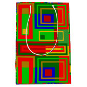 Medium Glossy Kleurrijke Kerstcadeau Tas Medium Cadeauzakje (Voorkant)