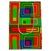 Medium Glossy Kleurrijke Kerstcadeau Tas Medium Cadeauzakje (Achterkant)