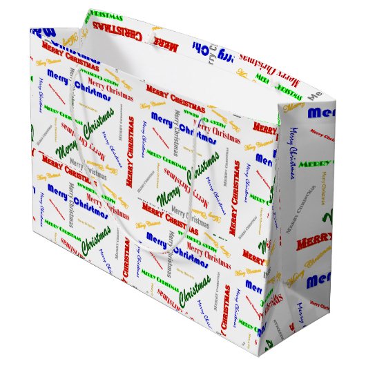 Medium Glossy Merry Christmas Print Gift Bag Groot Cadeauzakje (Achterkant Gekanteld)