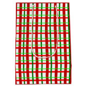 Medium Glossy Plaid Christmas Gift Bag Medium Cadeauzakje (Achterkant)