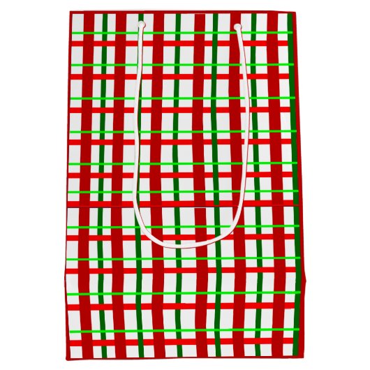 Medium Glossy Plaid Christmas Gift Bag Medium Cadeauzakje (Achterkant)
