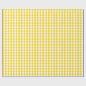 Medium Golden Yellow en White Gingham Cadeaupapier (Vlak)