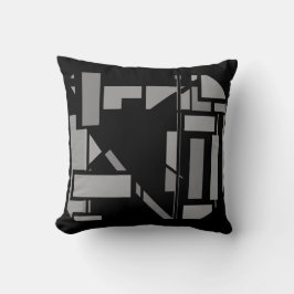 Medium Grey op Black Southwest Art-geïnspireerd Mo Kussen