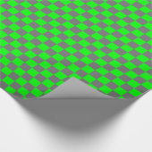 Medium grijs en limoengroen geruit cadeaupapier (Hoek)