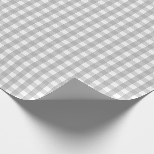 Medium grijs en wit gingham-pakpapier cadeaupapier (Hoek)