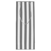 Medium grijs en witte streep wijn cadeautas (Achterkant)