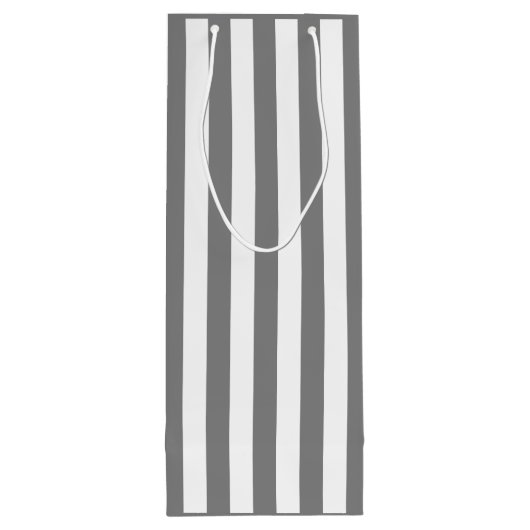 Medium grijs en witte streep wijn cadeautas (Achterkant)