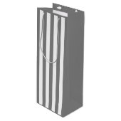 Medium grijs en witte streep wijn cadeautas (Voorkant Gekanteld)