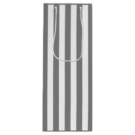 Medium grijs en witte streep wijn cadeautas