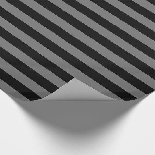 Medium grijs en zwart streep cadeaupapier (Hoek)