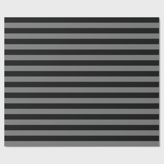 Medium grijs en zwart streep cadeaupapier (Vlak)