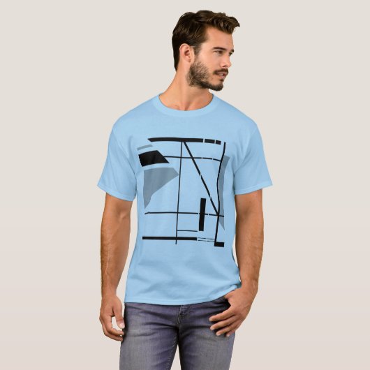 Medium Grijs Zwart Hedendaags Geometrisch Abstract T-shirt (Voorkant volledig)