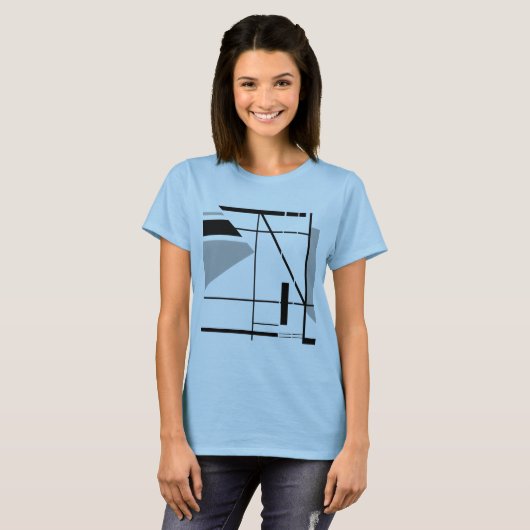 Medium Grijs Zwart Hedendaagse Geometrische MCM Lo T-shirt (Voorkant volledig)