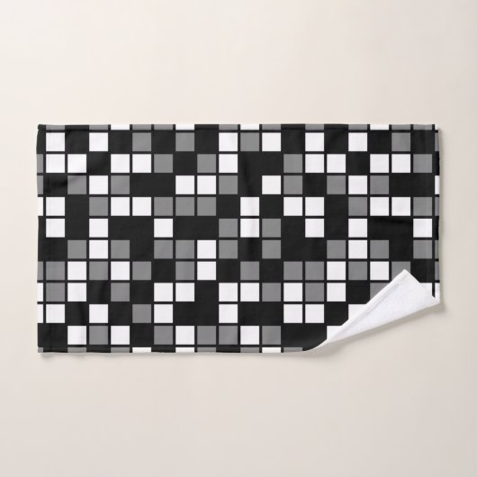 Medium grijs, zwart, wit willekeurige mozaïek vier bad handdoek (Handdoek)