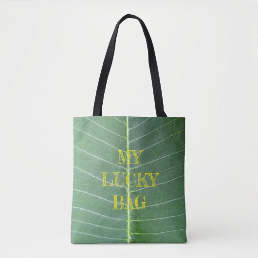 Medium - Groen blad en licht wit lijnontwerp Tote Bag (Voorkant)