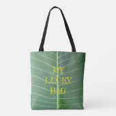 Medium - Groen blad en licht wit lijnontwerp Tote Bag (Achterkant)