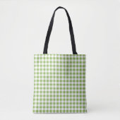 Medium Groen Groen en Wit Gingham Check Tote Bag (Voorkant)