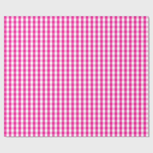 Medium Hot Pink en White Gingham Wrapping Paper Cadeaupapier (Vlak)
