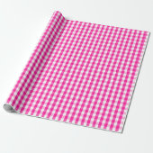 Medium Hot Pink en White Gingham Wrapping Paper Cadeaupapier (Uitgerold)