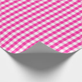 Medium Hot Pink en White Gingham Wrapping Paper Cadeaupapier (Hoek)