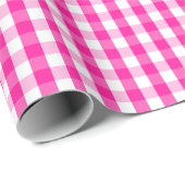 Medium Hot Pink en White Gingham Wrapping Paper Cadeaupapier (Rol Hoek)