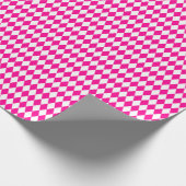 Medium Hot Pink en White Harlequin Wrapping Paper Cadeaupapier (Hoek)