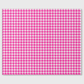 Medium Hot Pink en White Houndstooth Cadeaupapier (Vlak)