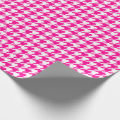 Medium Hot Pink en White Houndstooth Cadeaupapier (Hoek)