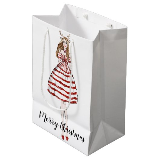 Medium kerstcadeau medium cadeauzakje (Voorkant Gekanteld)