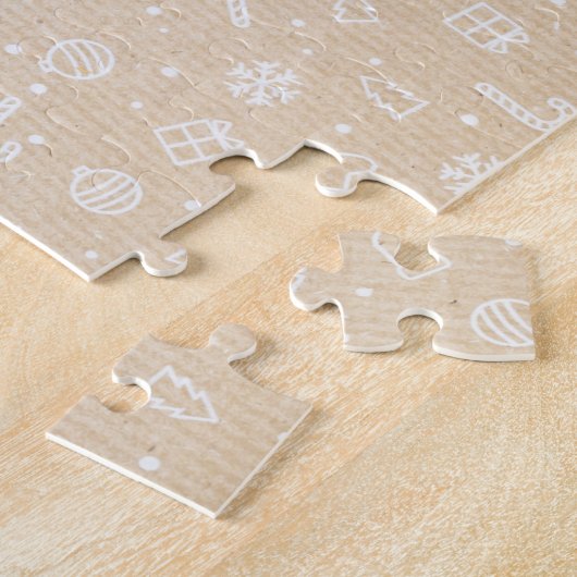 Medium Kerstmis Gingerbrood Man Jigzaag Puzzle Legpuzzel (Zijkant)