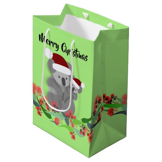 Medium Kerstmis Koalas Cadeauzakje (Voorkant Gekanteld)
